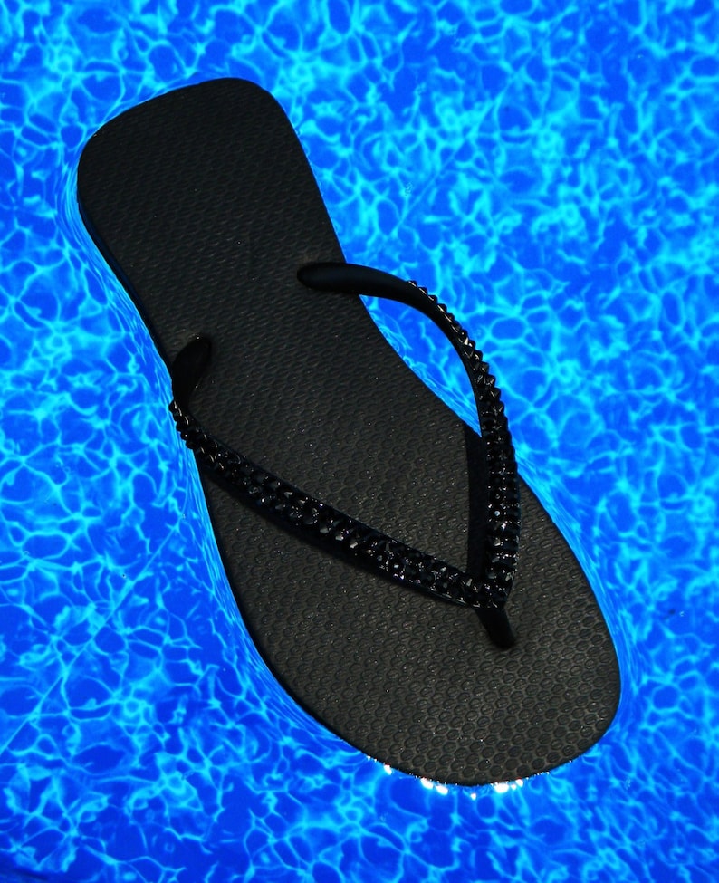 Black Havaianas Slim Crystal Flip Flop Sandals Cariris W/ - Etsy