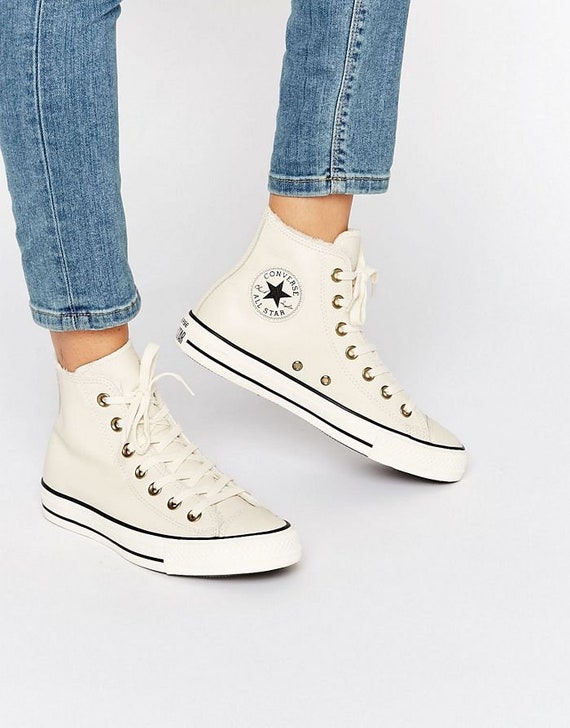 White Fur Converse Lined Leather Boot 