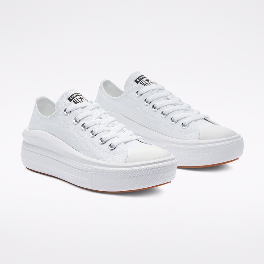 White Converse Move Mono Low Top Boot Platform Lift Club Kicks w/ Swarovski  Crystal Rhinestone Chucks Taylor Wedding Bride Sneakers Shoes