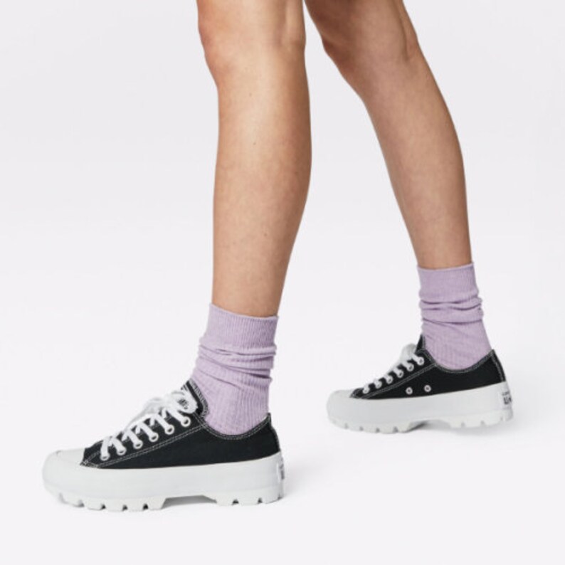 Black Platform Converse Lugged Low Top Boot Canvas Wedge Club | Etsy