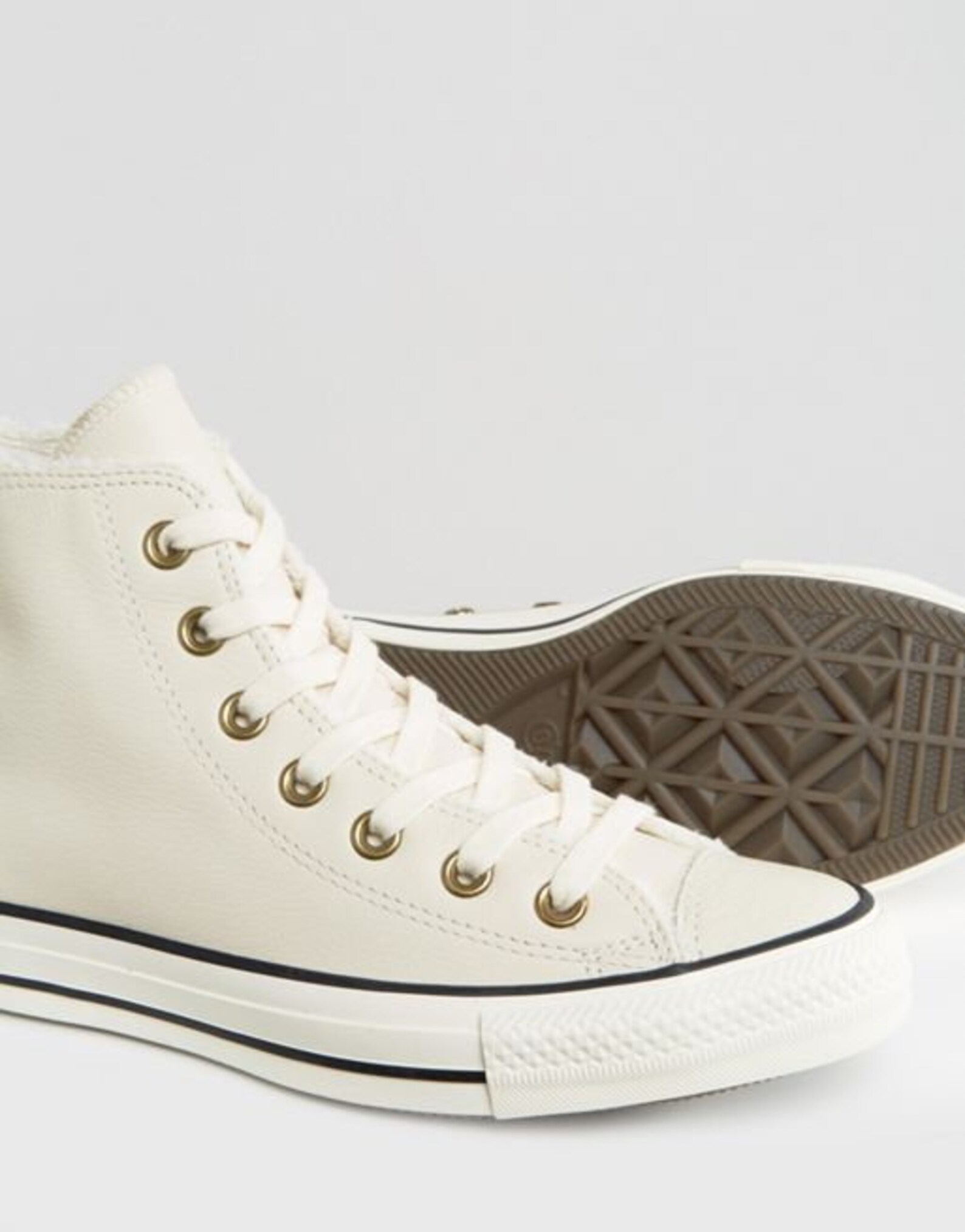 White Fur Converse US W 8 Lined Leather Boot High Top Ivory Etsy