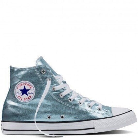 aqua blue high top converse