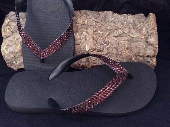 wine colored flip flops