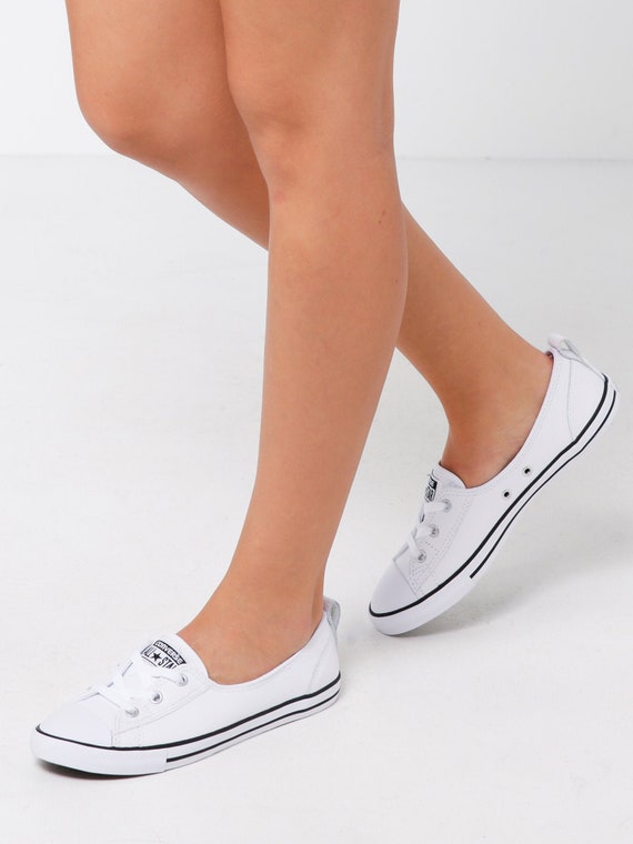 White Leather Converse Slip On Low Top 