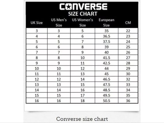 converse chuck taylor size guide