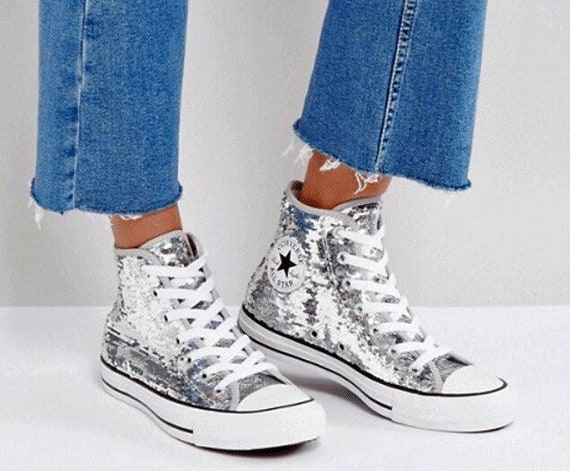 Silver Converse Sparkle High Top 