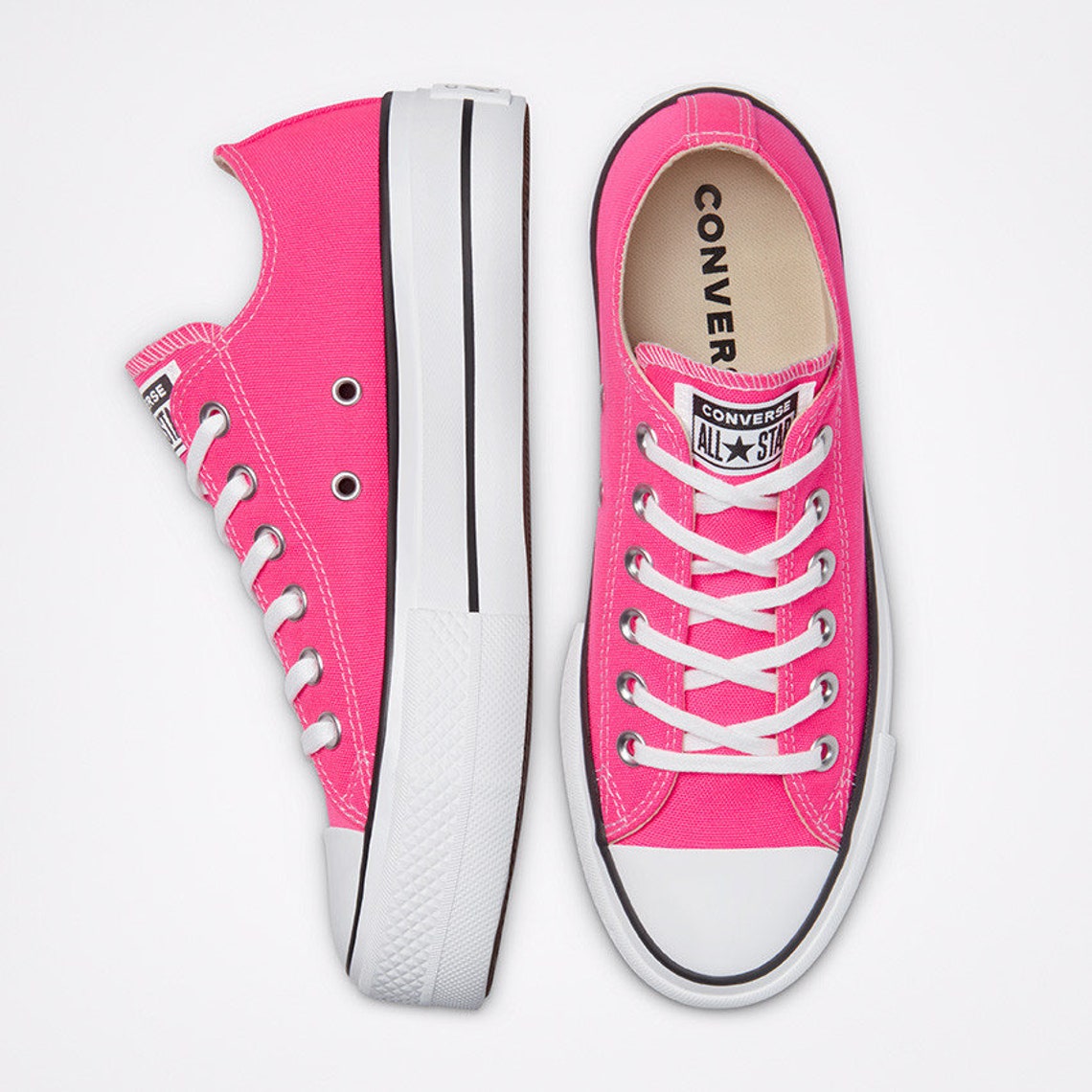 Hot Pink Converse 1.5 Platform lift heel wedge Light Rose Low Etsy