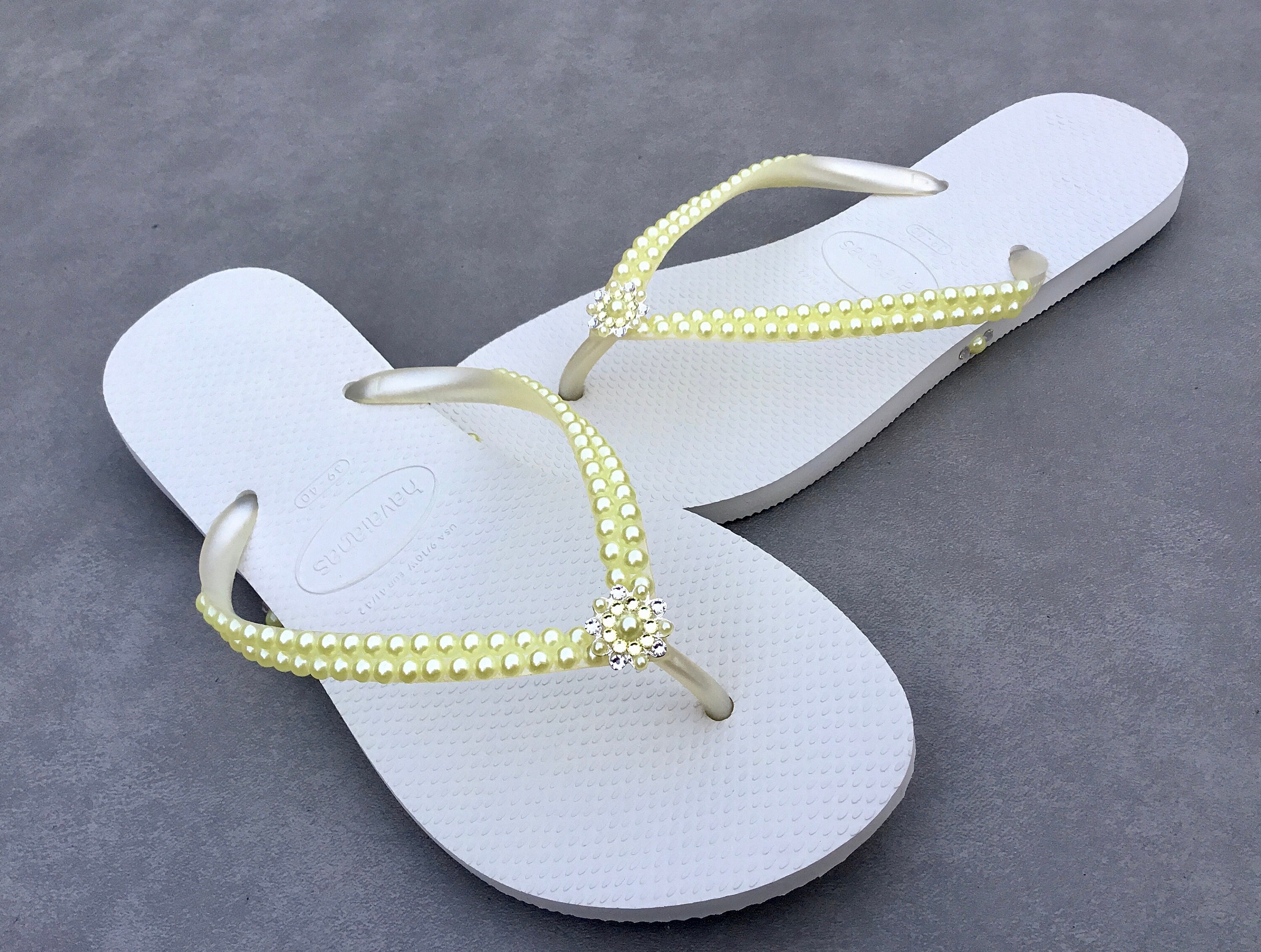 light yellow flip flops