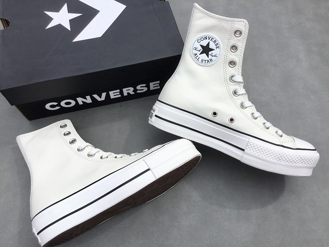 leather converse high top platform