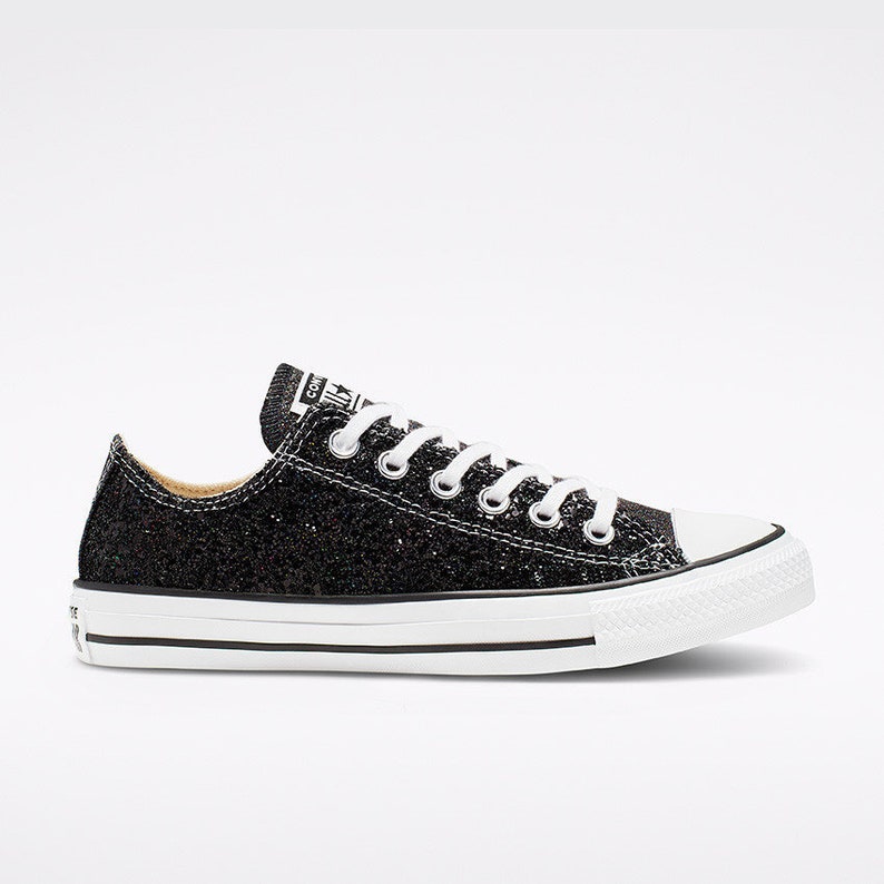 black glitter converse trainers