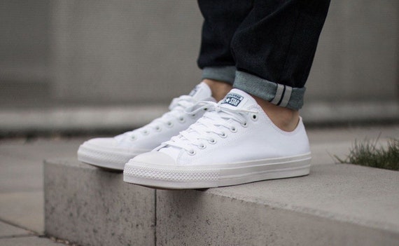 all white chucks low