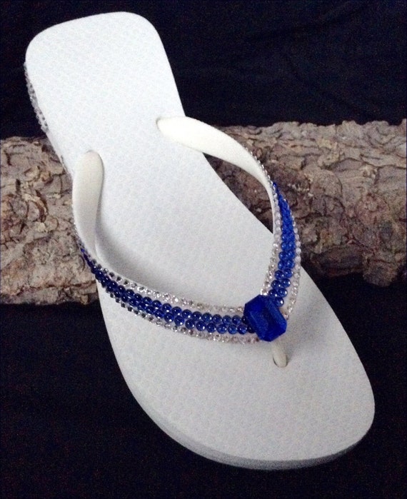 High Heels Crystal Flowers Floral Black Flip Flops //w Swarovoski Crystals