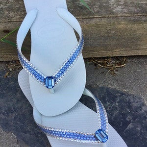 Blanco negro Havaianas cuña Flip Flops custom Crystal w/ | Etsy