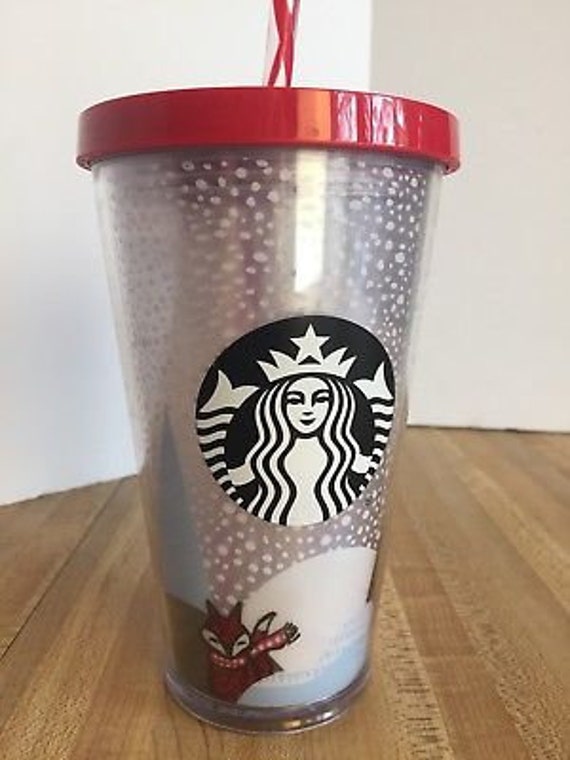 Grande Starbucks Cold Drink Cup Smoothie Red Fox Snow Collector Mug Custom  W/ Swarovski Crystal 16 Acrylic Travel Tumbler Snowflake Gift - Etsy