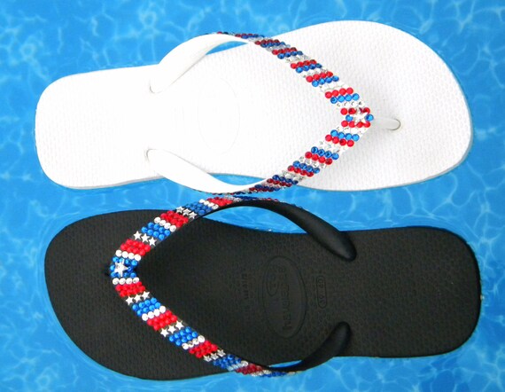 red white blue flip flops