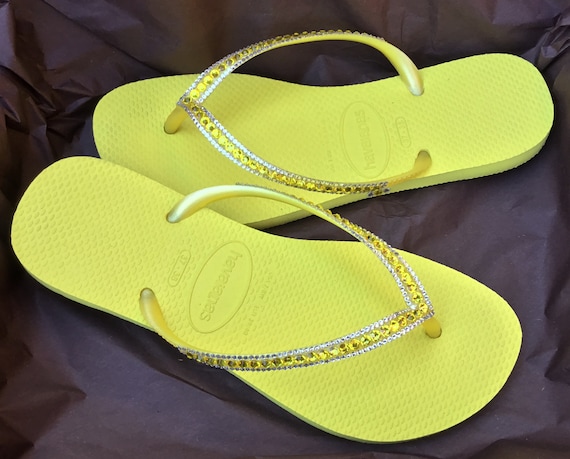 neon yellow flip flops