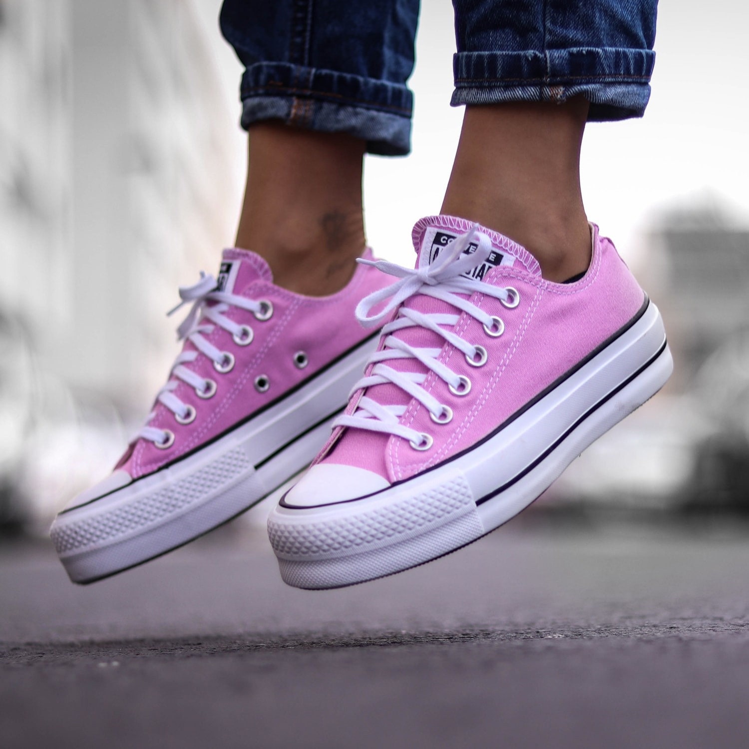 pink converse wedge sneakers