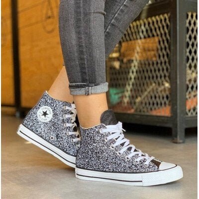 Black sparkle chucks Clearance
