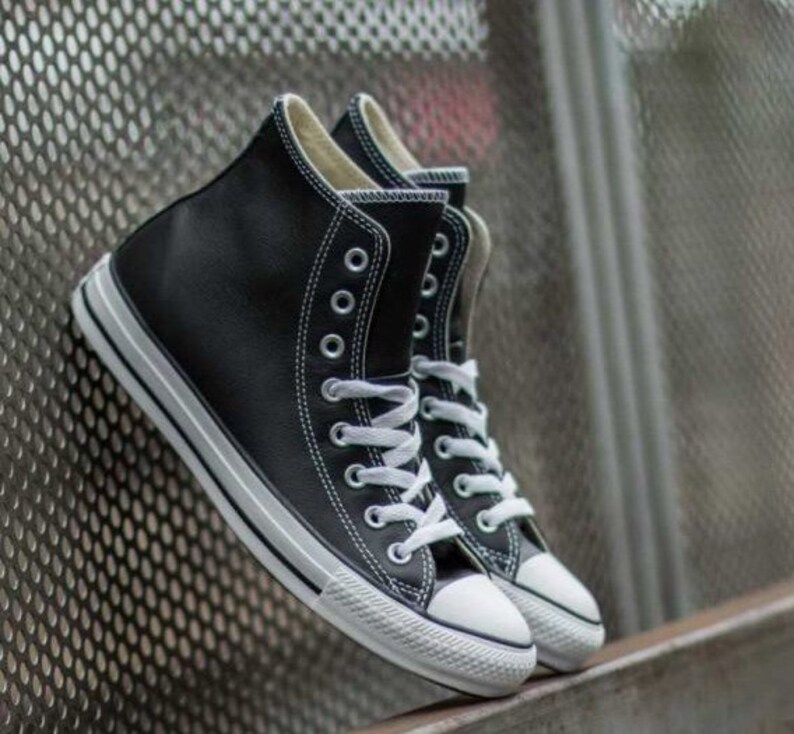 mens black leather converse hi tops