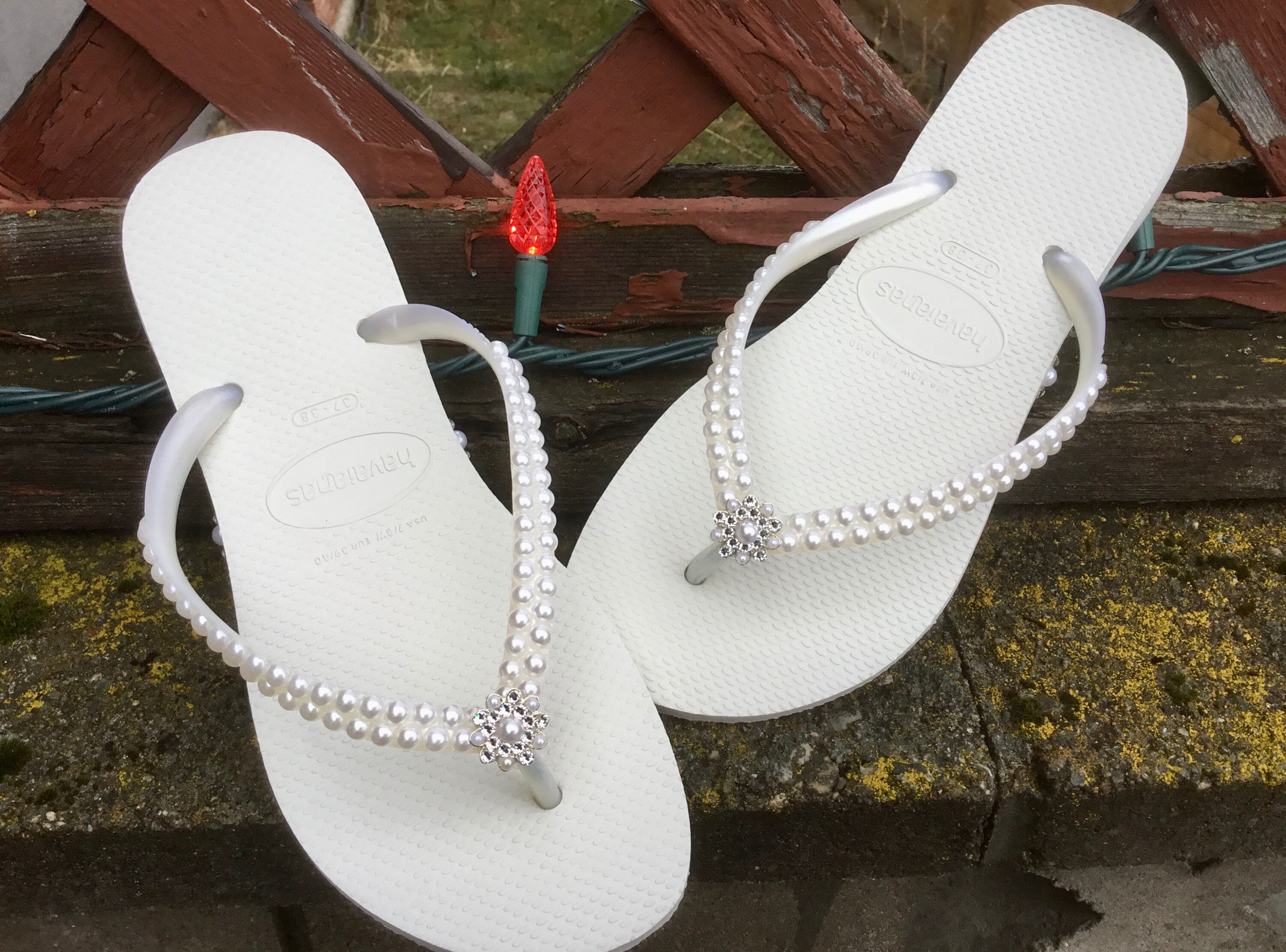 White Pearl Havaianas Slim Flip Flops 