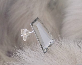 Vintage Silber Kristall Handgemachte Ohrringe Keystone 15x11mm Titan Swarovski Comet Argent Spiegel Strass Post Minimalist Ohrstecker Schmuck