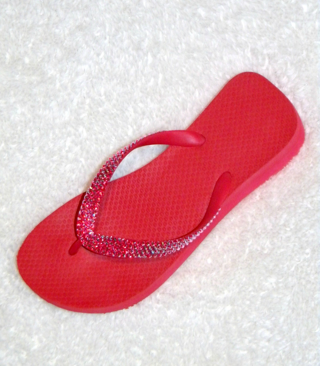 Cherry Red Crystal 1.5 Wedge Flip Flops Custom w/ Swarovski | Etsy