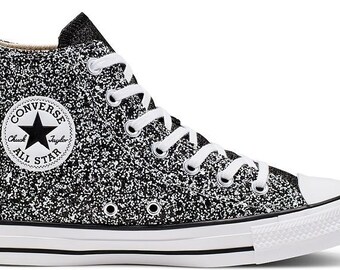 silver sequin high top converse