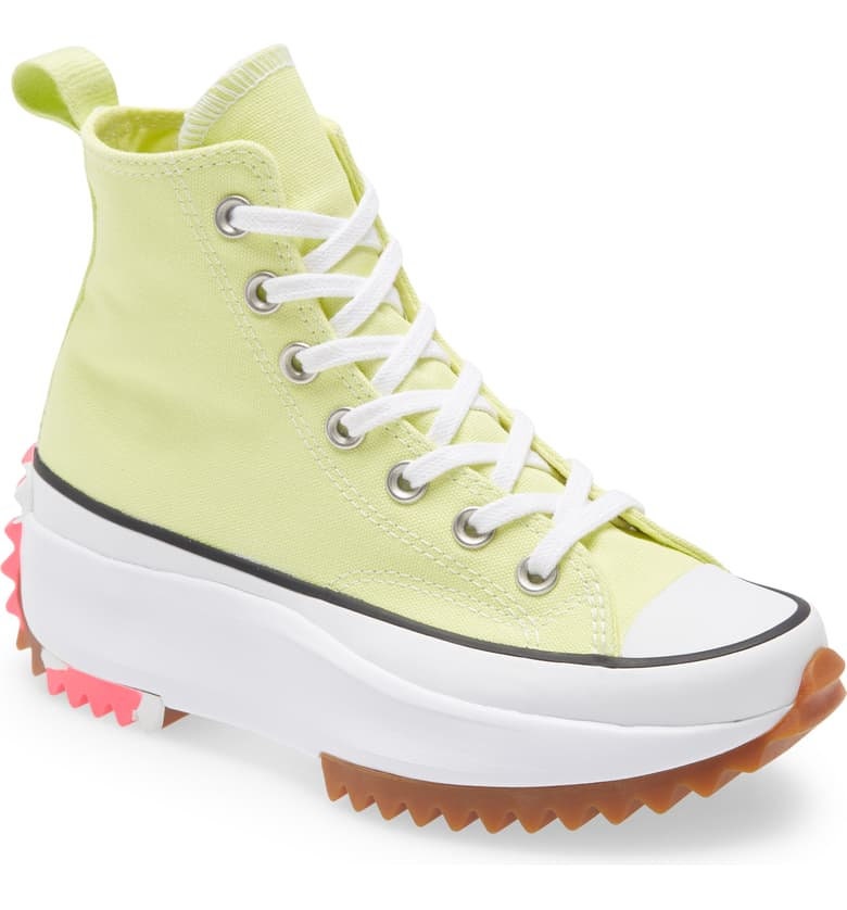 Converse Run Star Hike Yellow Light Cream Zitron Hi Boots Platform Kicks w/Swarovski® Crystal Rhinestone Chucks Star Sneakers Shoes