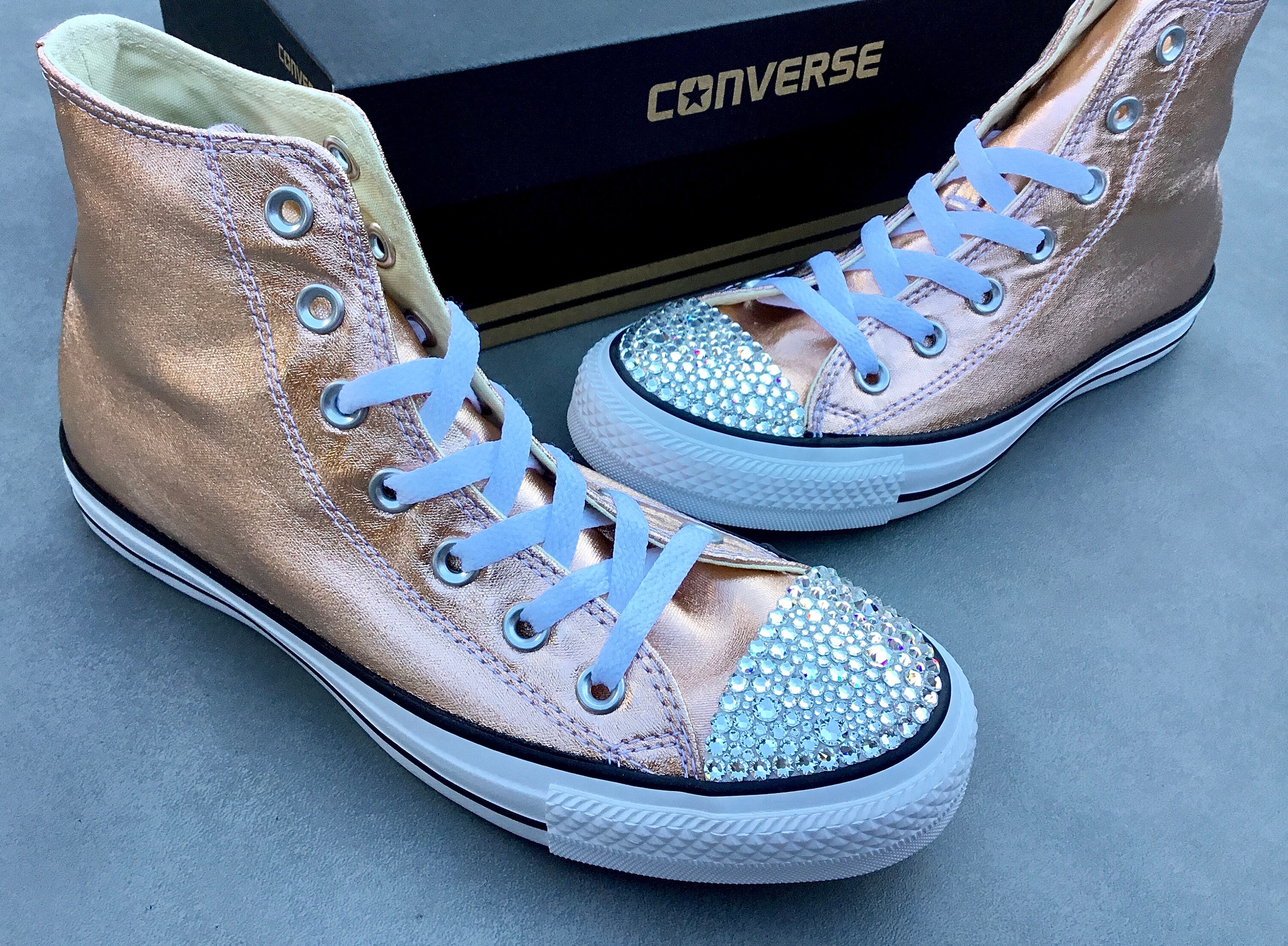 Rose Gold Converse Copper High Top Blush Metallic w/ Swarovski | Etsy