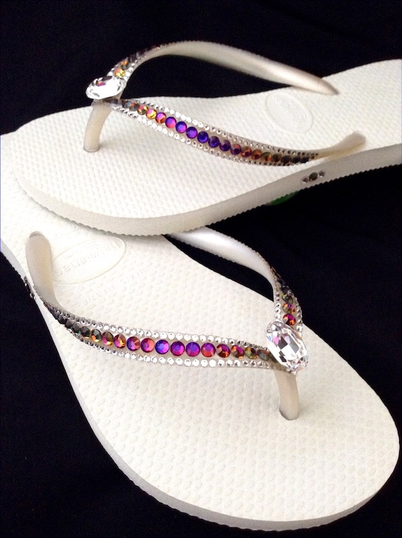 rainbow flip flops with crystals