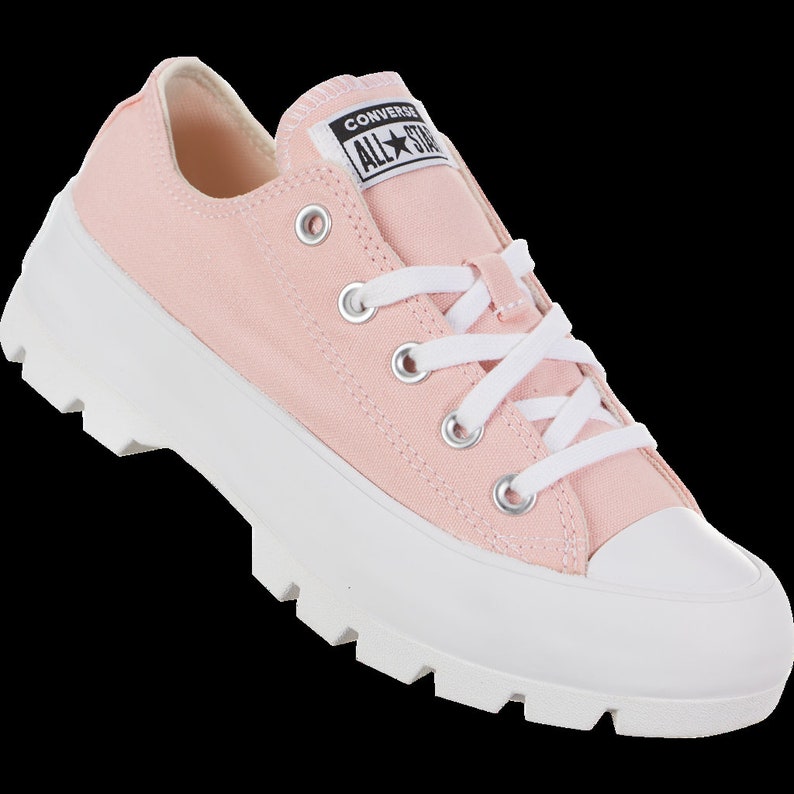 Pink Platform Converse Lugged Low Top Boot Canvas Wedge Club Etsy