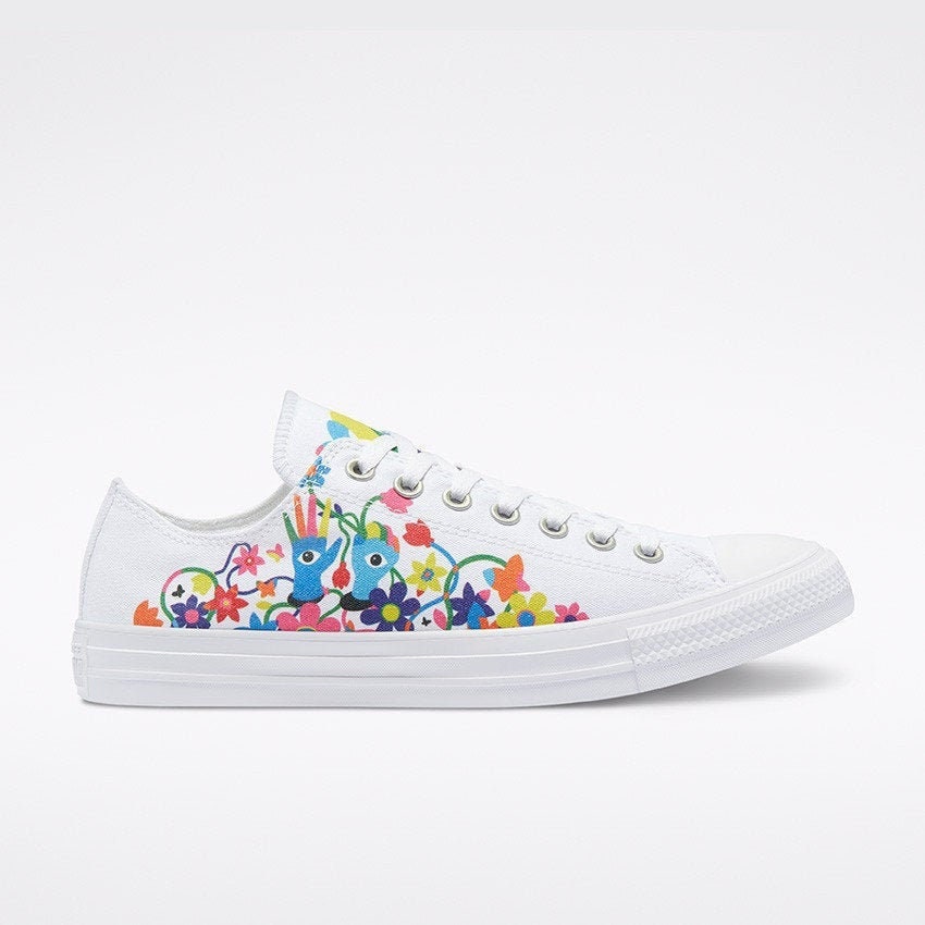 Converse Pride 2021 White Low Top LGBTQ Gay Rainbow Parade Collector Mens Chucks Custom w/ Swarovski Bling Star Sneakers Shoes