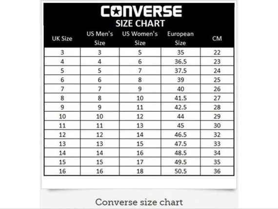 converse shoes womens size chart