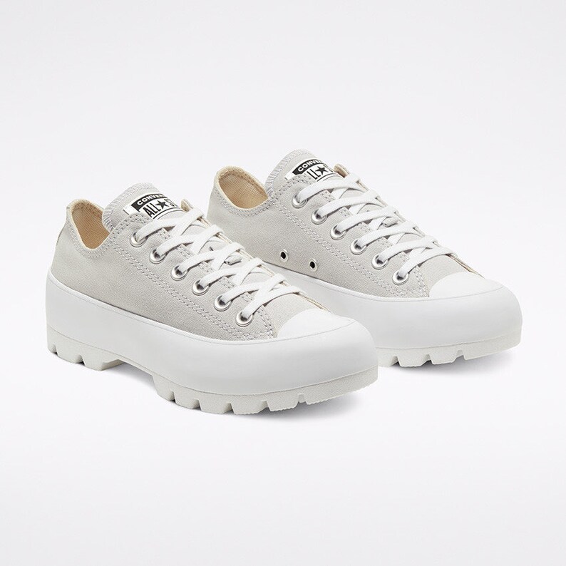 Gray Platform Converse Lugged Low Top Boot Canvas Wedge Club Etsy