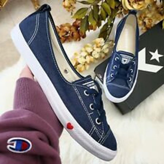 navy blue slip on converse