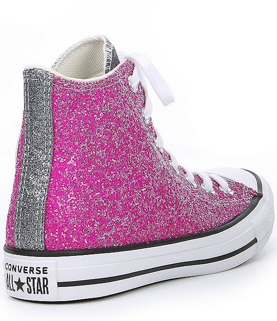 Pink Sparkle Converse Black Silver Glitter High Top Metallic Chuck Taylor Custom w/ Swarovski