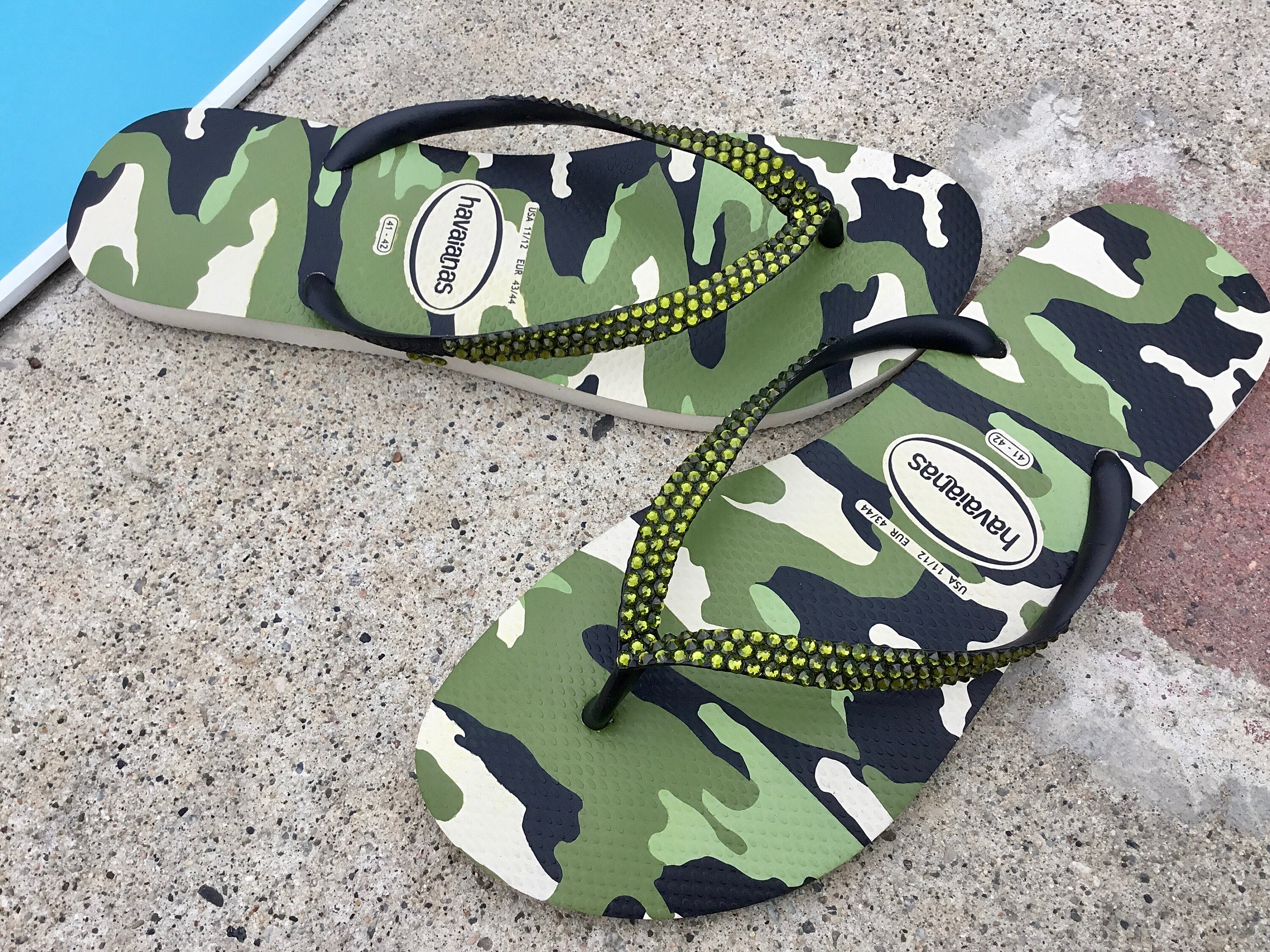 Camo Flip Flops With Rhinestones