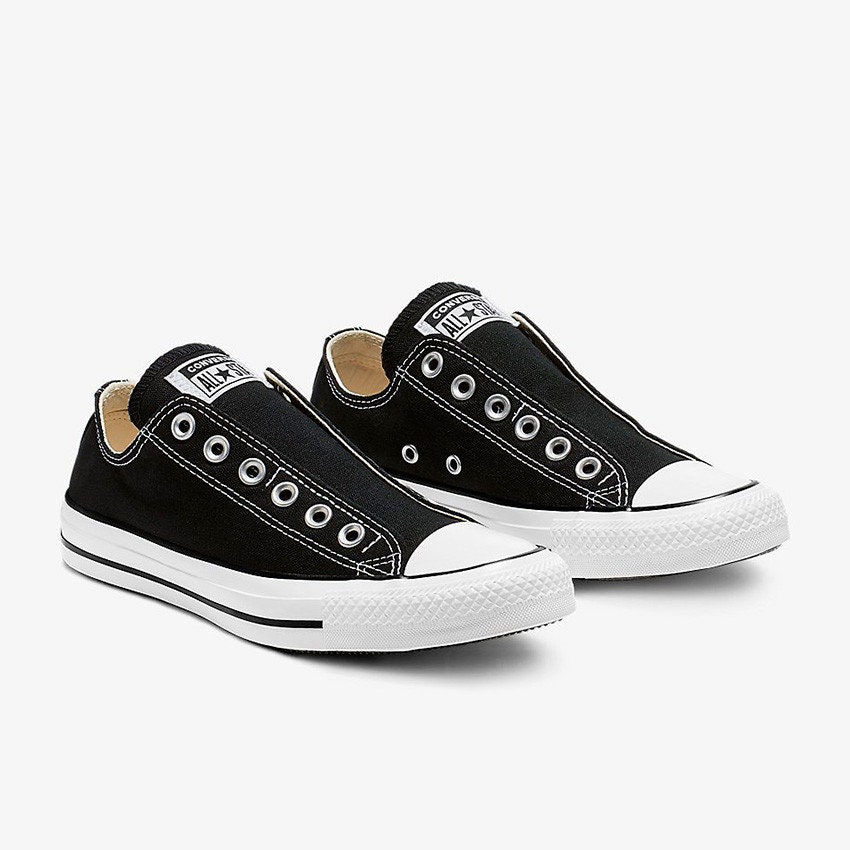 Black Converse Slip on Ladies Mens Laceless Kick w/ Swarovski Crystal ...