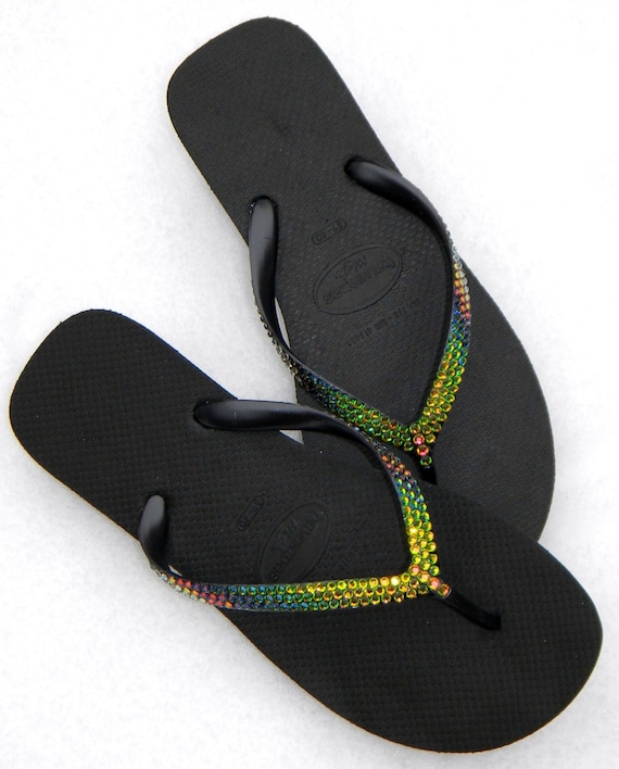 rainbow wedge flip flops