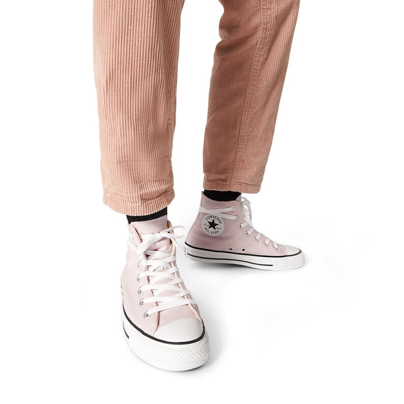 pink high top converse comme des garcons