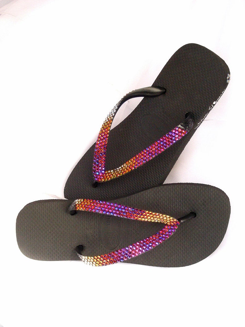 rainbow flip flops with crystals