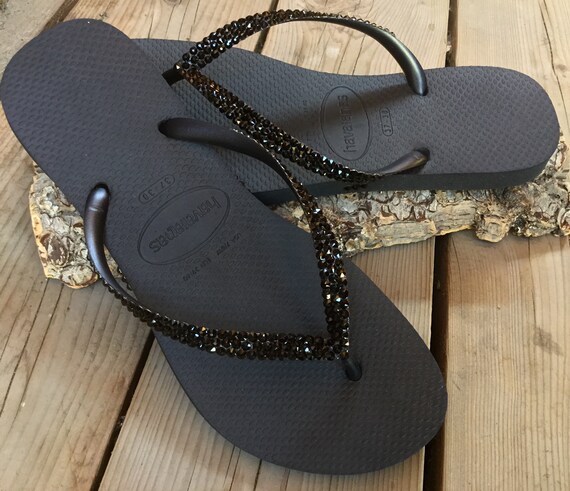 swarovski flip flops wedge