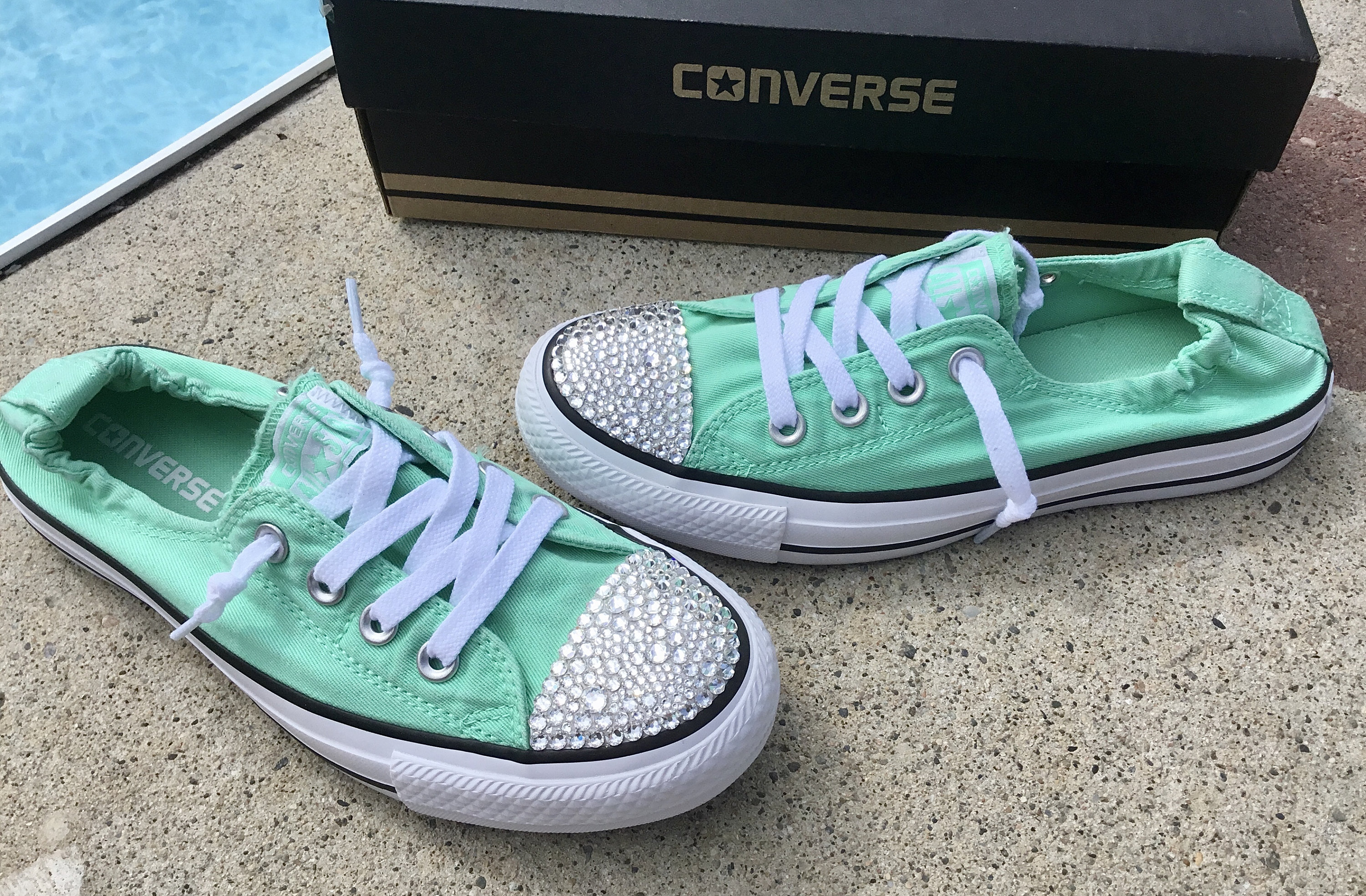 Fortløbende Avenue film Mint Green Teal Converse Shoreline Slip on Seafoam Low Top | Etsy