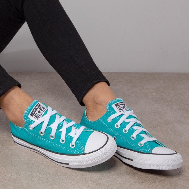 Converse Teal Turquoise Green Blue Turbo Low Bling Custom W/ | Etsy توريس