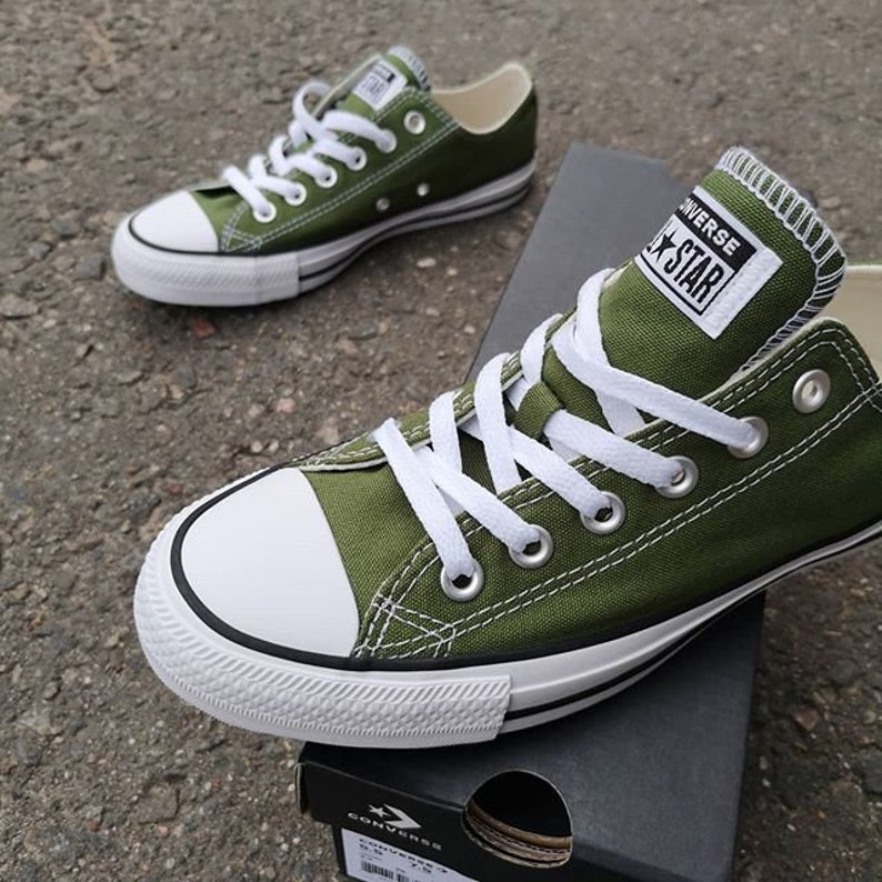 Olive Dark Green Converse Renew Low Cypress Bridal W/ Etsy