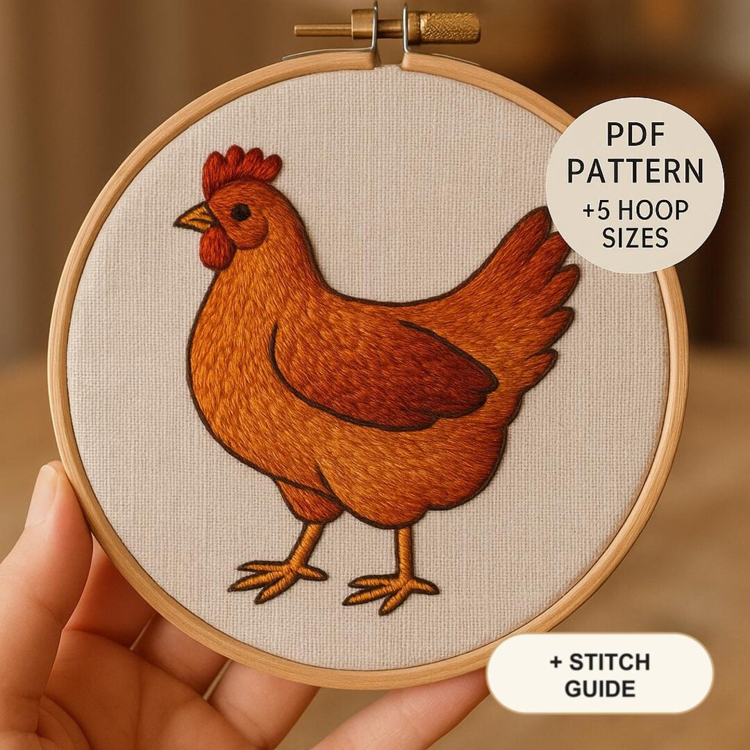Chicken Embroidery Pattern, Clean Line Art, Hoop Art (PDF Download) - Etsy