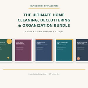 Kit d'organisation de la maison | Planificateur de ménage, cahier de désencombrement, organisateur de placard et listes de contrôle pour un nettoyage en profondeur | PDF à remplir
