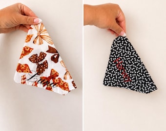 Personalized Fall Dog Bandana, Custom Embroidered Over Collar Pet Scarf