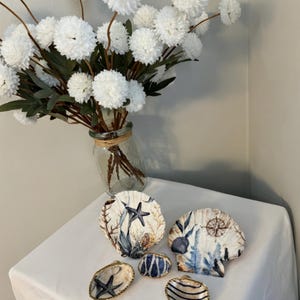 Handcrafted Coastal Shell Trinket Dishes, 5-Piece Set, Nautical Decor