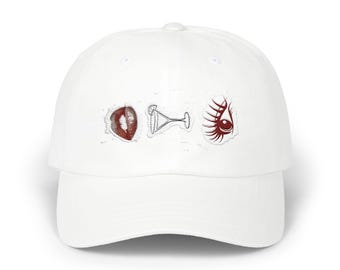 Dad Cap mit minimalistischen Augen- und Herzskizzen — Lässige bestickte Baseballkappe